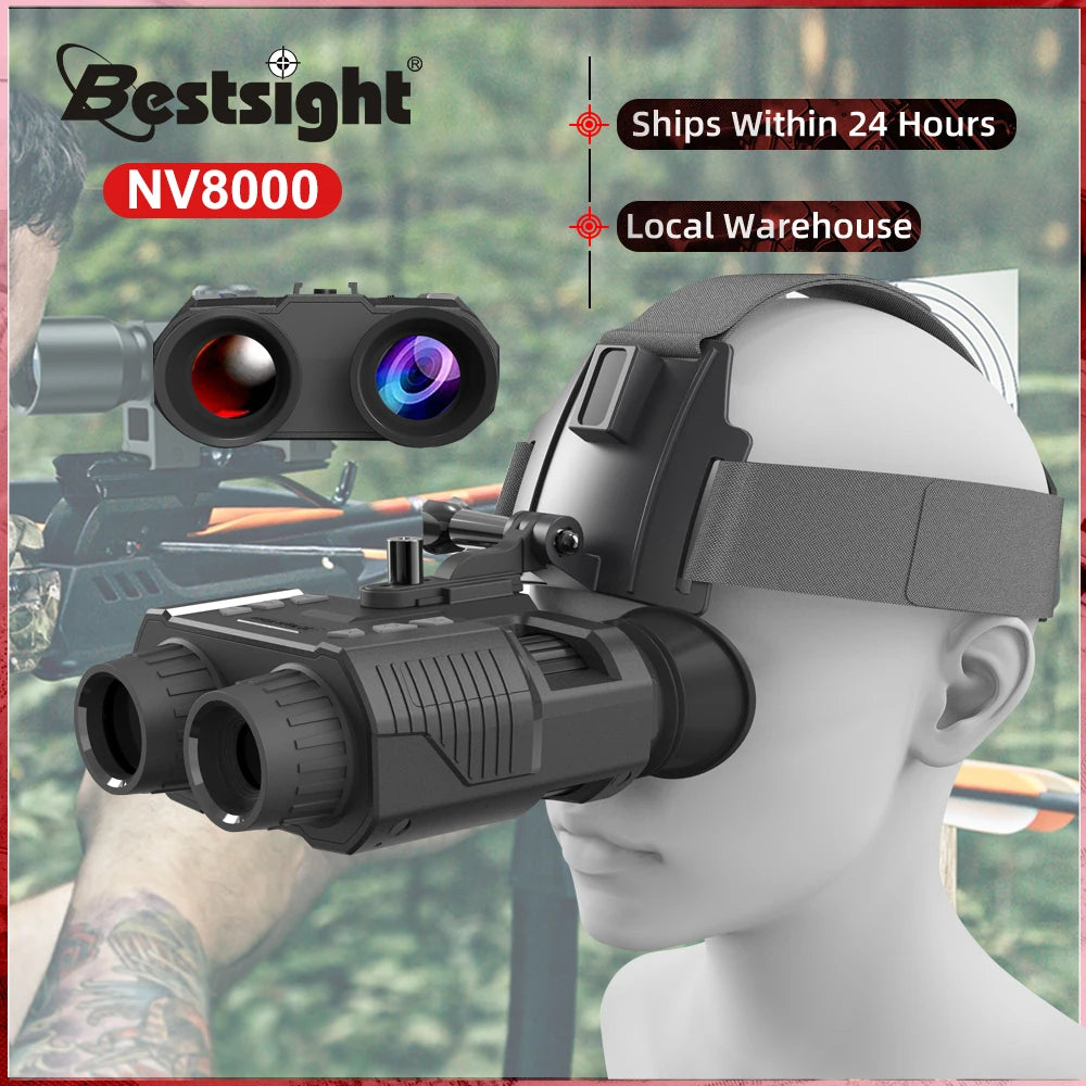 Night Vision Binoculars Goggles NV8000 Infrared Digital Head Mount Built-in Battery Rechargeable Hunting Camping Equipment