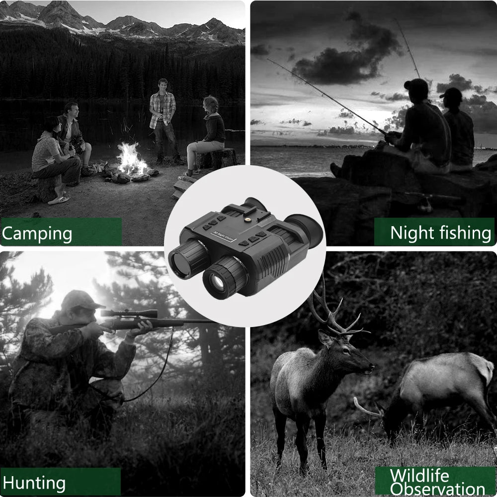 Night Vision Binoculars Goggles NV8000 Infrared Digital Head Mount Built-in Battery Rechargeable Hunting Camping Equipment